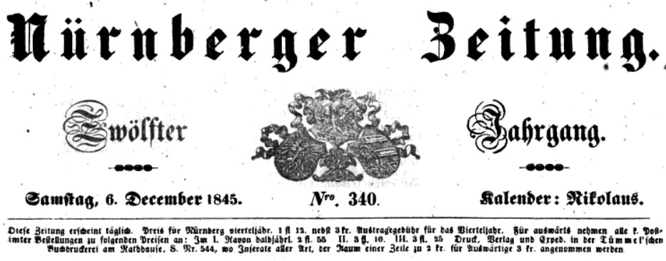 Nürnberger Zeitung 1845