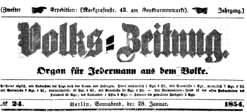 Volks-Zeitung 1854