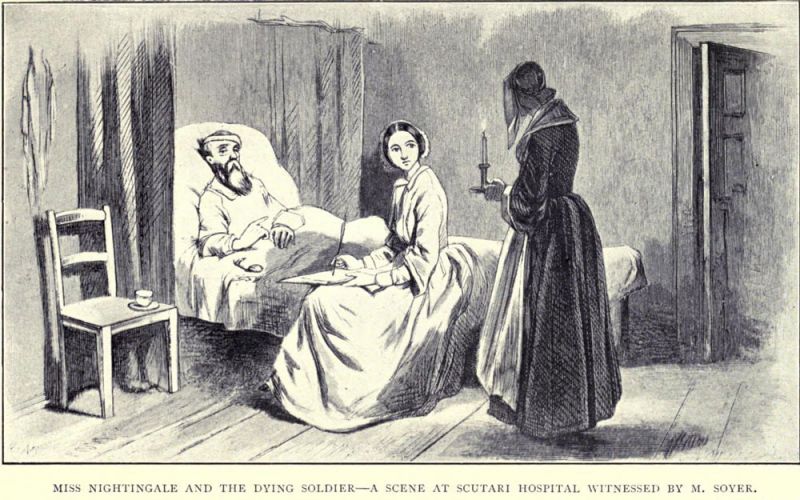 Florenz Nightingale bei einem sterbenden Soldaten