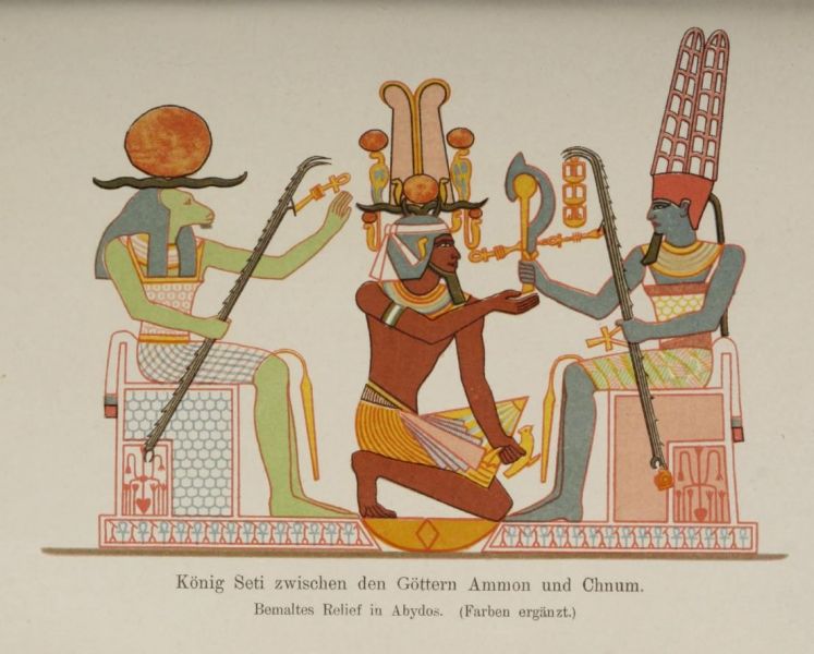 009 König Seti zwischen den Göttern Ammon und Chnum