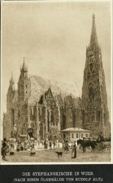 Ansicht der Stefanskirche (nach Rudolf Alt, Heliogravüre)