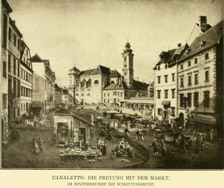 Ansicht der Freyung mit Schottenkirche (nach Canaletto)