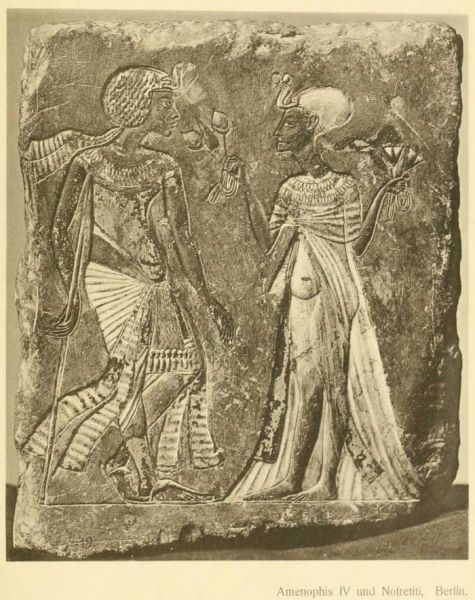 Tafel 6. Amenophis IV und Nofretiti, Relief, Berlin.