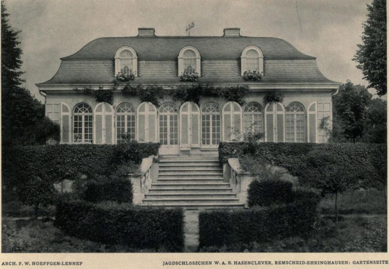 000 Remscheid-Ehringhausen - Jagdschlösschen W. A. Hasenclever – Gartenseite – Arch. F. W. Hoeffgen-Lennep