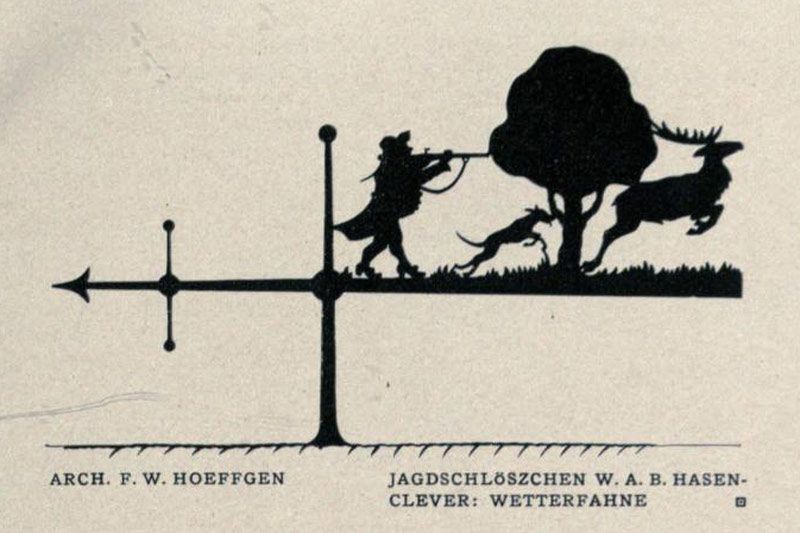 001 Remscheid-Ehringhausen - Jagdschlösschen W. A. Hasenclever – Wetterfahne – Arch. F. W. Hoeffgen-Lennep