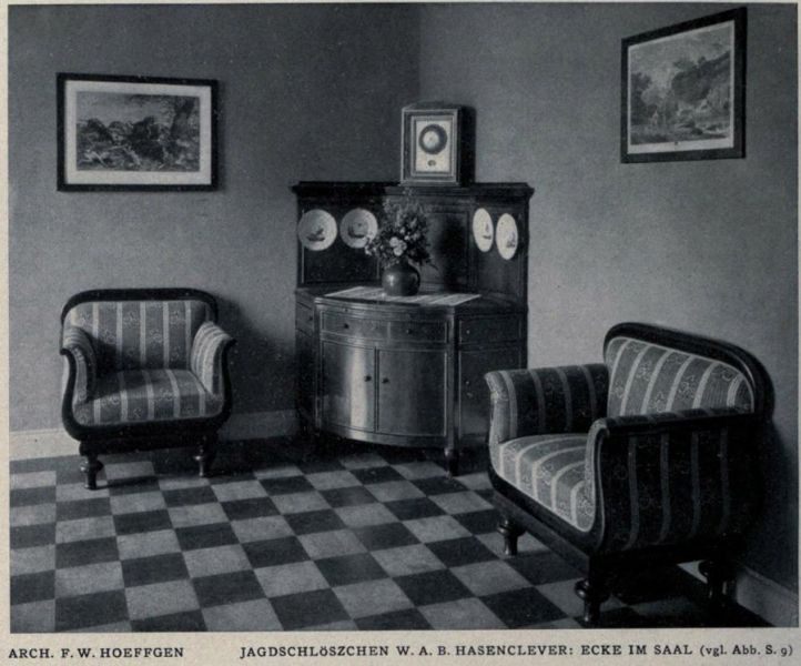 010 Remscheid-Ehringhausen - Jagdschlösschen W. A. Hasenclever – Ecke im Saal – Arch. F. W. Hoeffgen-Lennep
