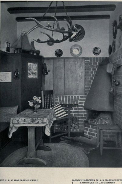 013 Remscheid-Ehringhausen - Jagdschlösschen W. A. Hasenclever – Kaminecke im Jagdzimmer – Arch. F. W. Hoeffgen-Lennep