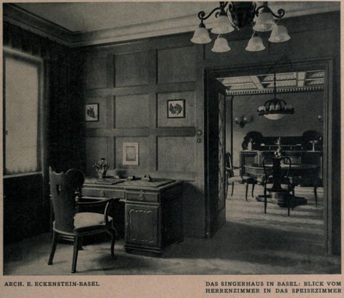 Basel – Das Singerhaus – Blick vom Herrenzimmer in das Speisezimmer