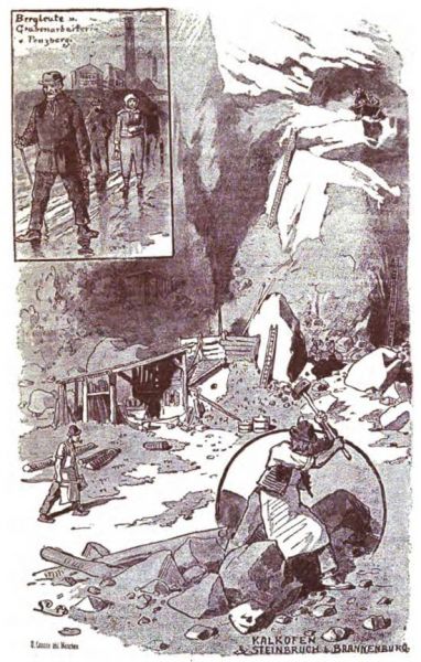 Bergleute und Steinarbeiter.
