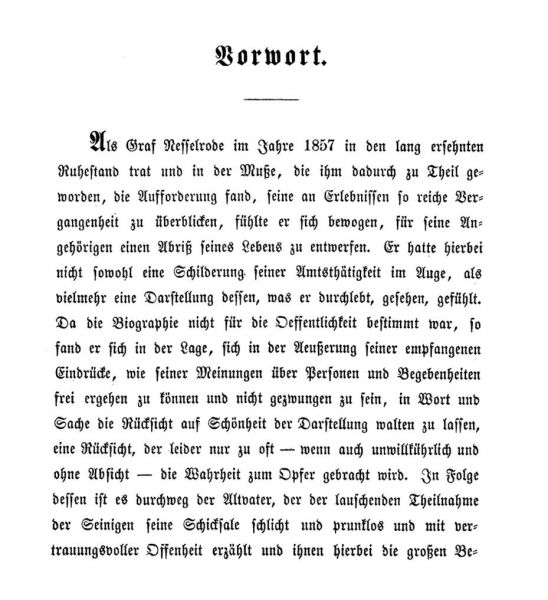 Nesselrode, Selbstbiografie, VW