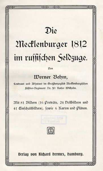 Die Mecklenburger 1812 ... Titelblatt.