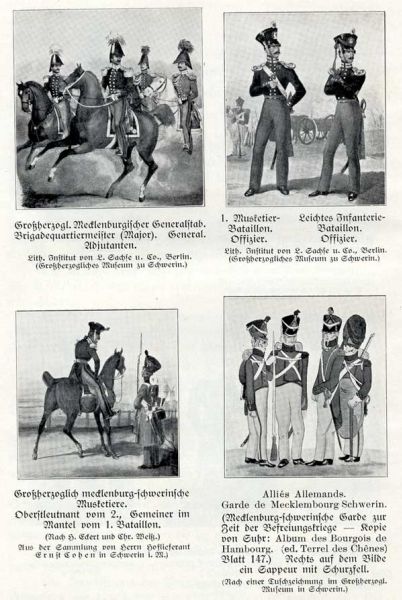 Mecklenburger Truppen. Eine Originalseite aus dem Werk. 