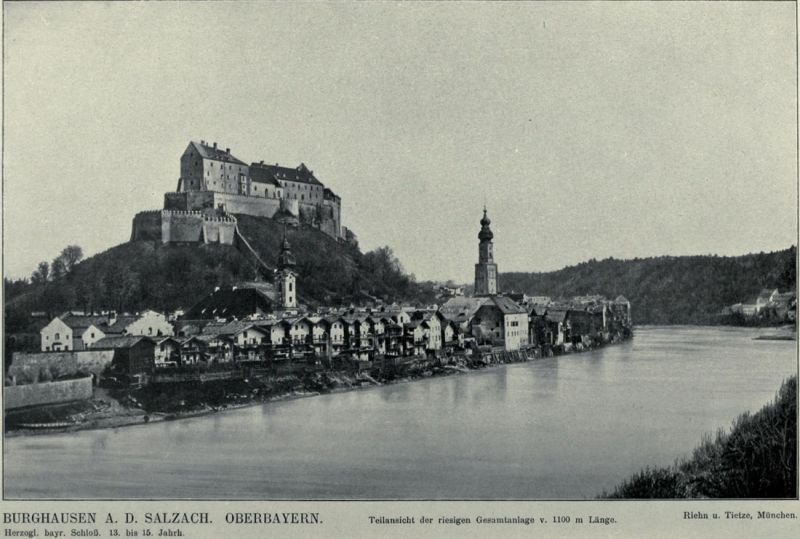 029 Burghausen a. d. Salzach. Oberbayern. Teilansicht der riesigen Gesamtanlage von 1.100m Länge