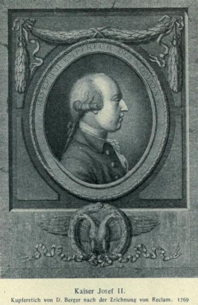 009 Kaiser Josef II. Kupferstich von D. Berger nach der Zeichnung von Reclam. 1769