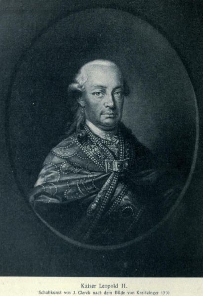 012 Kaiser Leopold II. Schabkunst von J. Clerck nach dem Bilde von Kreitzinger 1730 