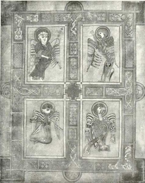 11. Die Symbole der Evangelisten. Evangeliar von Keils. Dublin. 