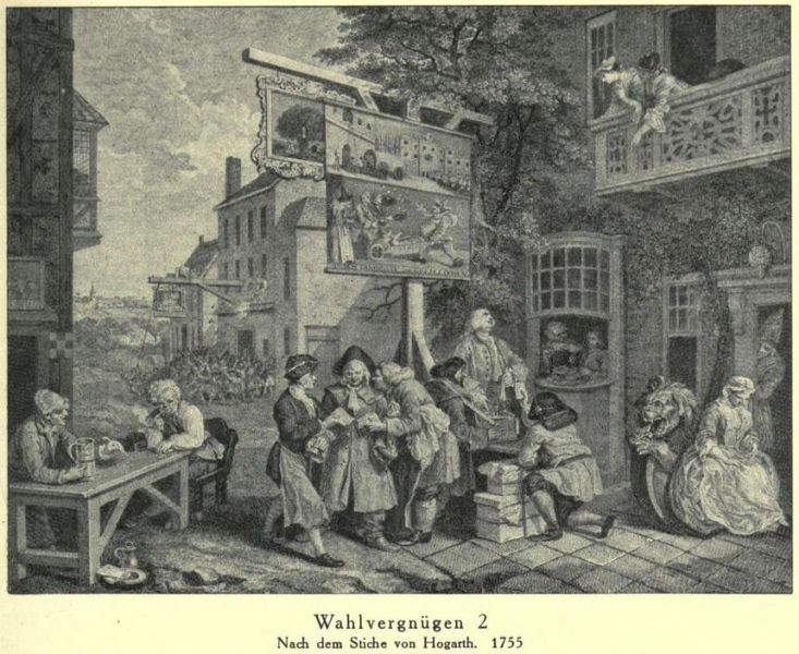 014. Wahlvergnügen 2 Nach dem Stiche von Hogarth. 1755 