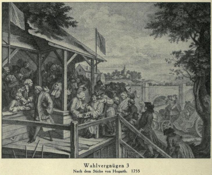 015. Wahlvergnügen 3 Nach dem Stiche von Hogarth. 1735