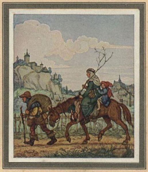 012 Bauernfamilie auf dem Weg zum Markt ziehend