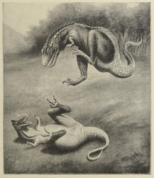 Urzeit, Kämpfende Dryptosaurier