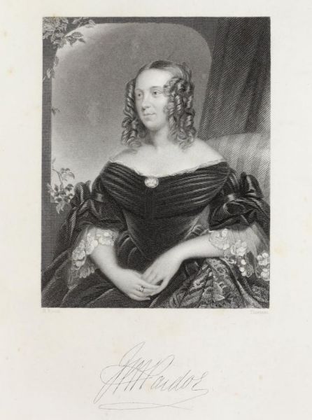 01. Portrait of Miss Pardoe to face the Vignette: Scene on the Barbyses, in the valley of Sweet Waters, Miss Pardoe und gegenüber die Vignette, welche eine Partie am Barbyses, im Tal des Süßen Wassers (S. 4. 23.) vorstellt 