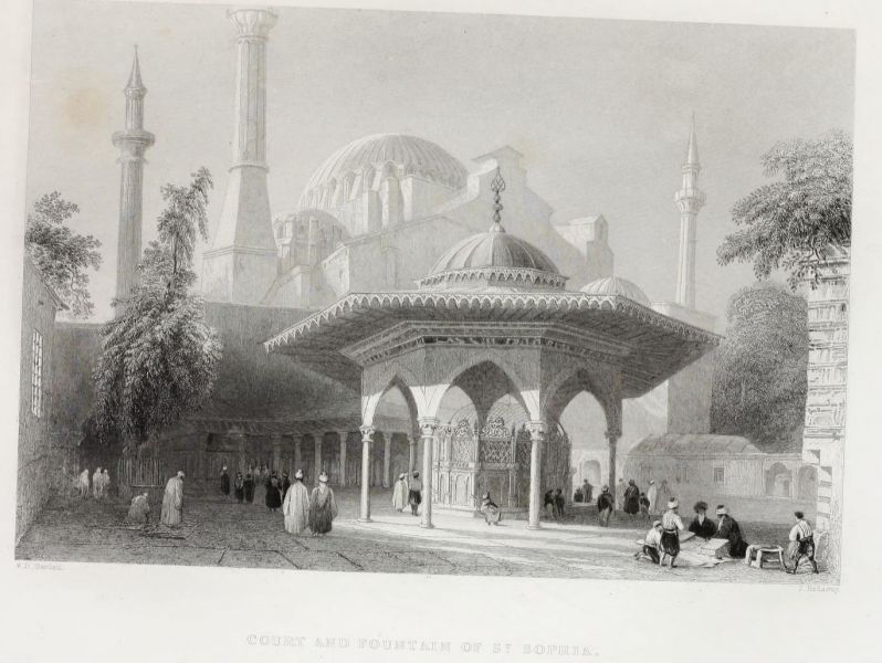30. Court and Fountain of St. Sophia, der Hof und die Fontaine der St. Sophienmoschee zu Konstantinopel 