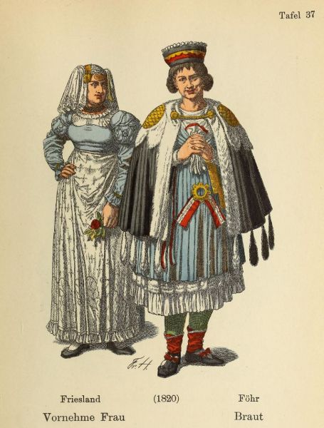 037 Vornehme Frau, Friesland, Braut, Föhr, (1820)