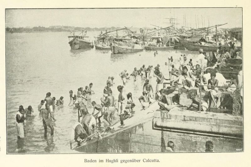 Indien 13 Baden im Hughli gegenüber Calcutta