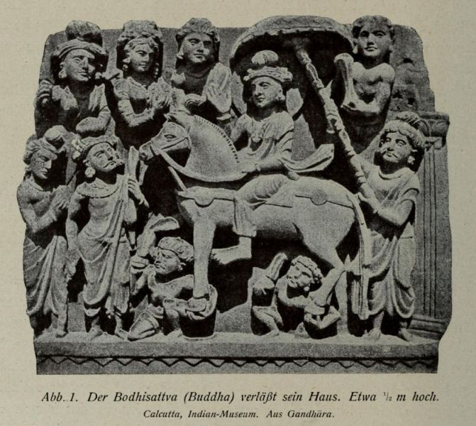 Indische Plastik 001 Der Bodhisattva (Buddha) verlässt sein Haus