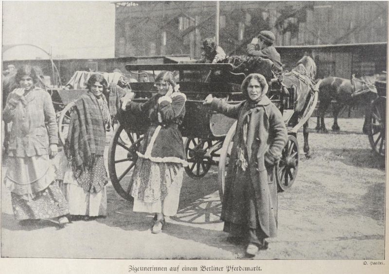 Zigeuner, Zigeunerinnen auf einem Berliner Pferdemarkt