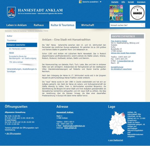 Anklam.de, Hansetradition