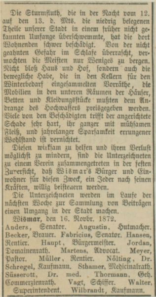Mecklenburger Tageblatt, Wismar, 16. Nov. 1872
