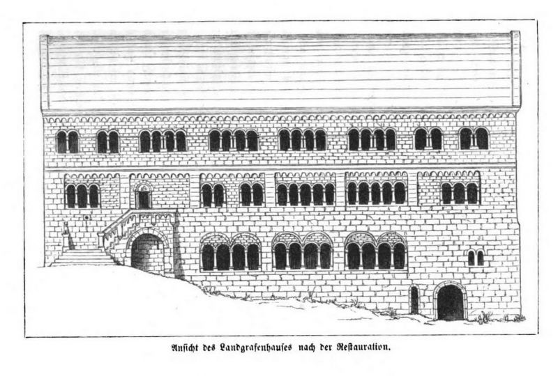 Wartburg, Ansicht des Landgrafenhauses nach der Restauration
