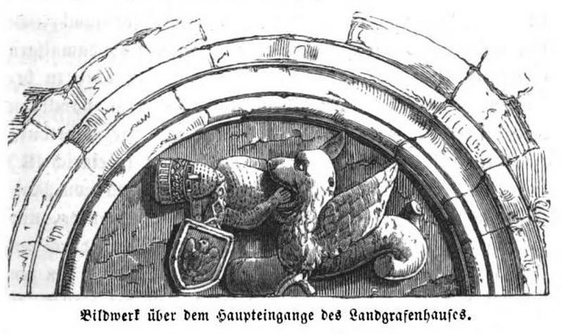 Wartburg, Bildwerk über dem Haupteingang des Landgrafenhauses