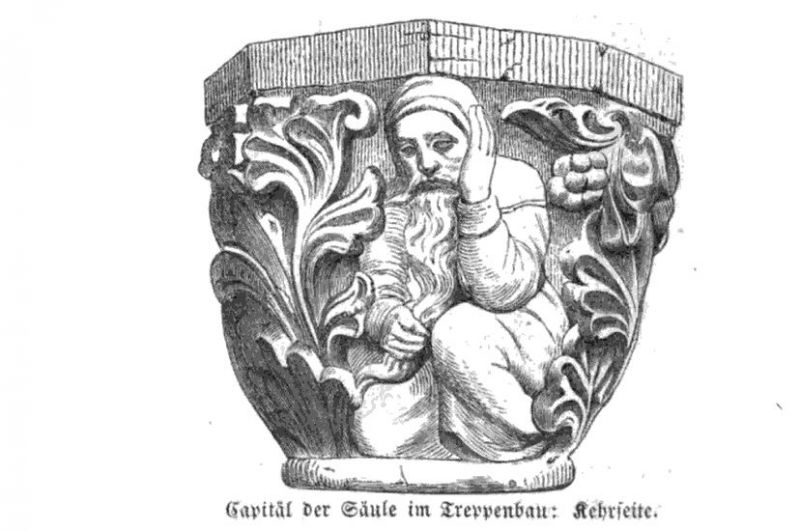 Wartburg, Capitäl der Säulen im Treppenbau, Kehrseite