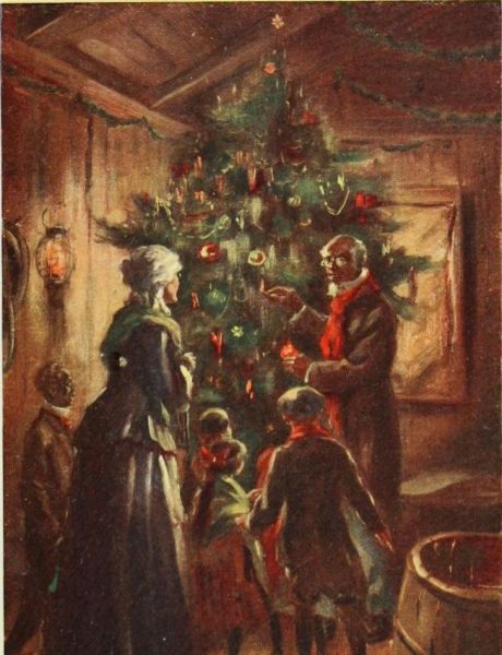 Familie am Weihnachtsbaum