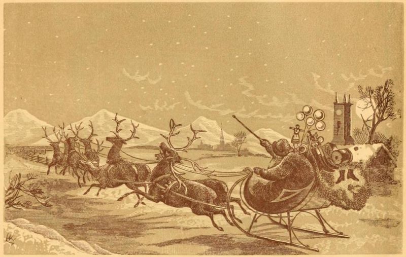 Weihnachtsmann mit Renntierschlitten