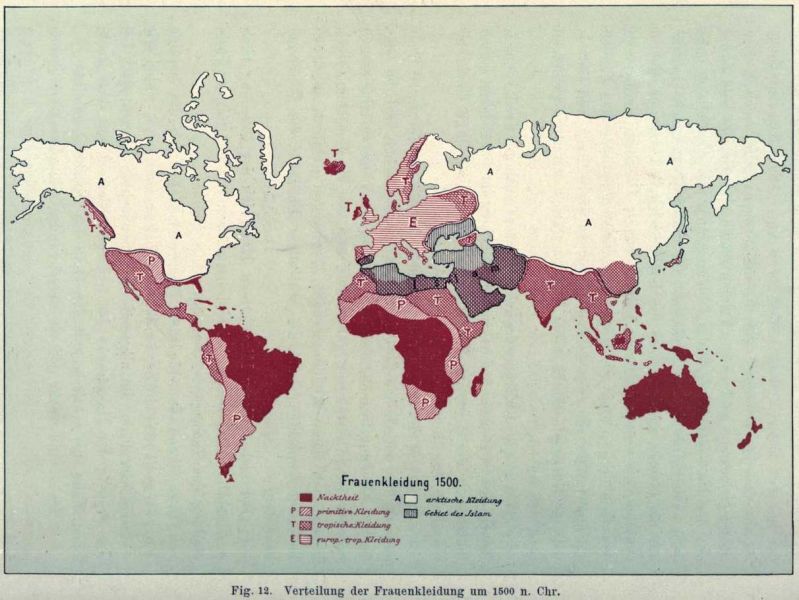 012. Verteilung der Frauenkleidung um 1500 n. Chr