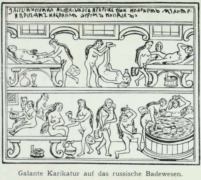 024 Galante Karikatur auf das russische Badewesen