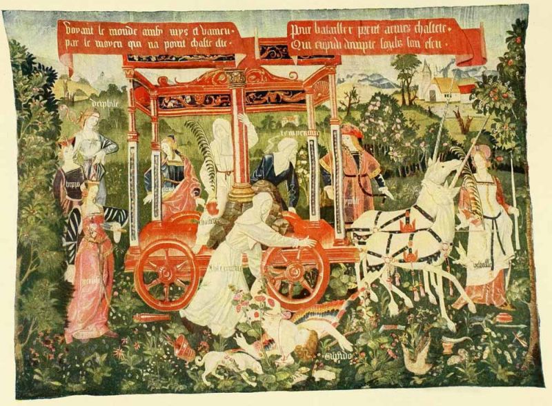 Tafel I. Der Triumph der Keuschheit über die Liebe. — Touraine, Anfang des 16. Jahrhunderts.