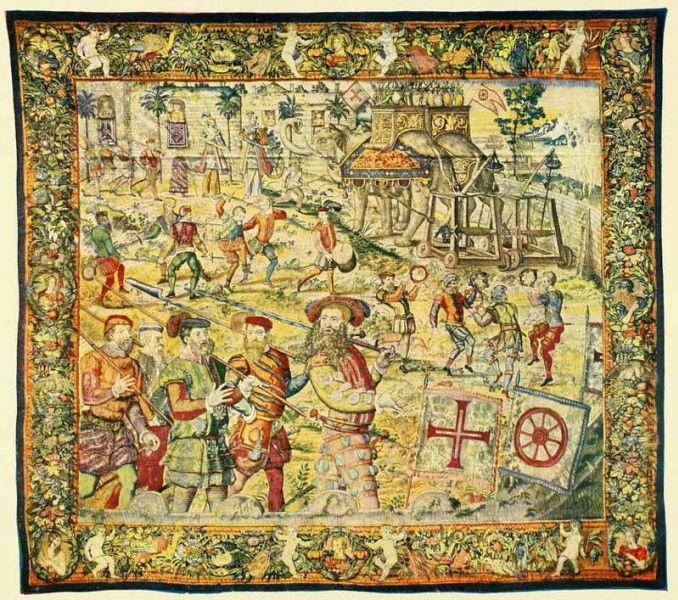 XIII. Triumphzug Joao de Castros durch die Straßen von Goa. — Brüssel, 16. Jahrhundert. 