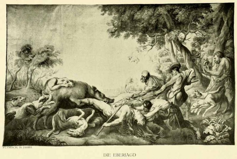 XXXII. Die Eberjagd. — Flämisch, 18. Jahrhundert.