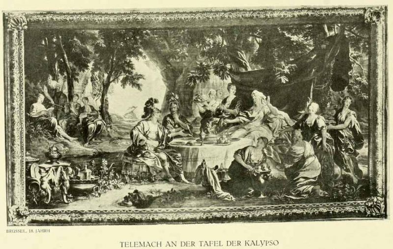 LXIII. Telemach an der Tafel des Kalypso. — Brüssel, 18. Jahrhundert.