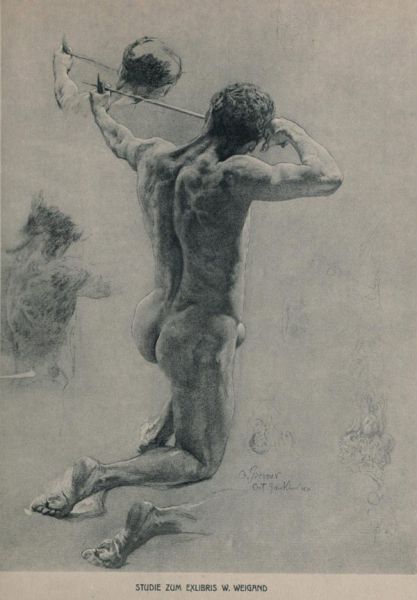 Studie zu dem Exlibris W. Weigand — Kreide usw. — München, Sammlung Wilh. Weigand 