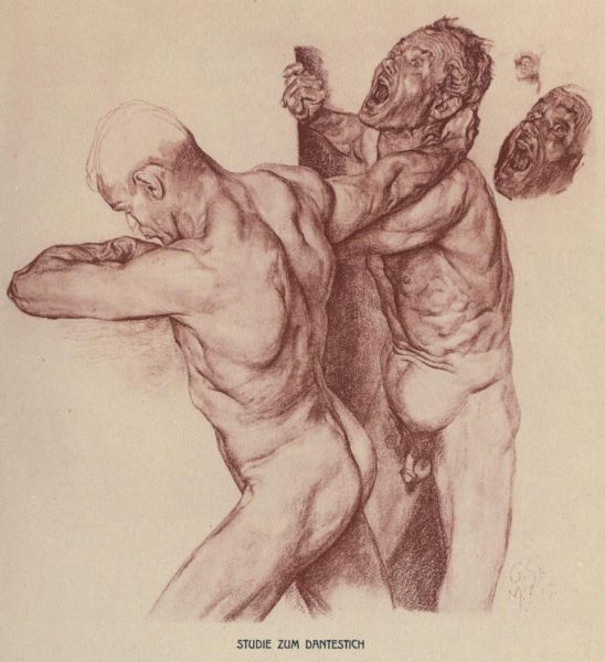 Studie zu dem Dante-Stich — Rötel — Dresden, Kupferstich-Kabinett 