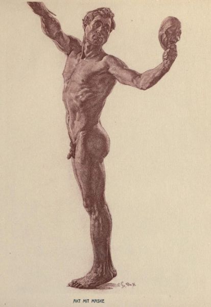 Akt mit Maske — Rötel — München, Sammlung Wilh. Weigand 