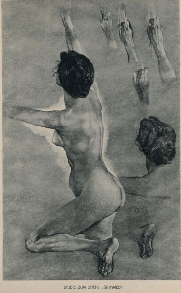 Studie zu dem Stich „Ganymed“ — Pastellierte Zeichnung — München, Sammlung Wilh. Weigand 