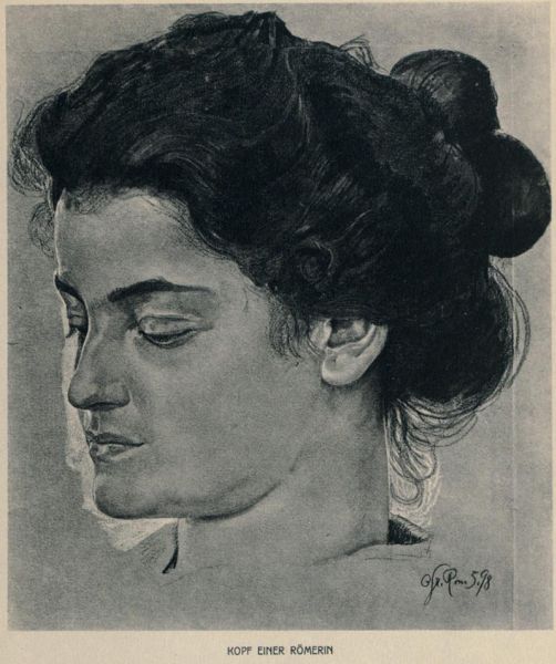 Kopf einer Römerin — Pastellierte Zeichnung — München, Sammlung Wilh. Weigand 