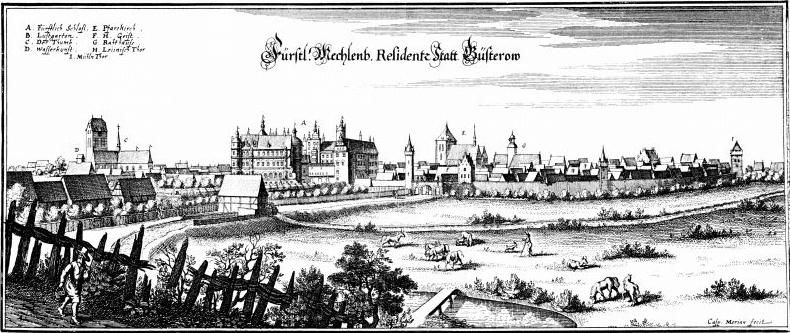 Güstrow, Ansicht, 1653