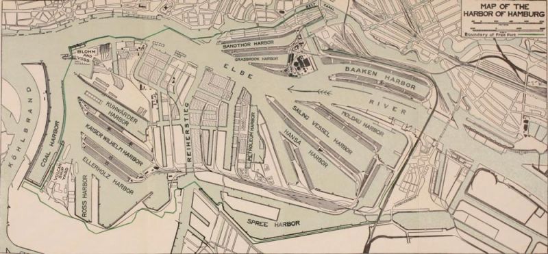 18. Map of the harbor at Hamburg. 